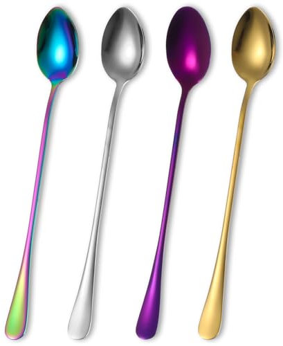 4 cucchiai lunghi per latte macchiato, cucchiai lunghi, per long drink, cucchiai per gelato, cucchiai da bar, cucchiai per gelato, cucchiai da caffè, cucchiai lunghi, per latte macchiato, per caffè