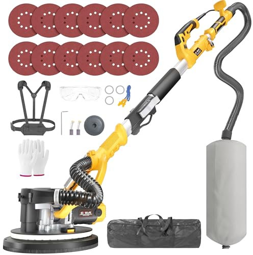 GEVEELIFE Drywall Sander with Vacuum Dust Collector, Popcorn Ceiling Removal Tool with 5 Variable Speed