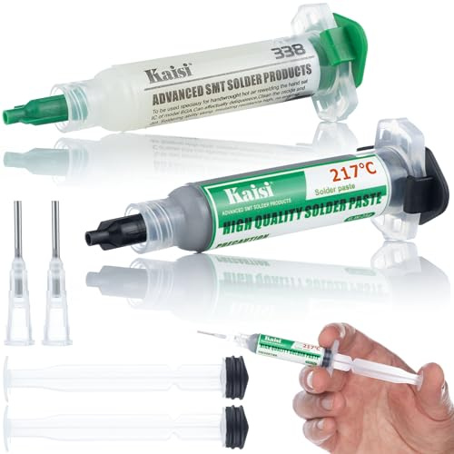 Rosfix Set Saldatura Flux 338 + Stagno Liquido 217°C – 2 Siringhe, 2 Aghi | Alta Precisione, Facile Applicazione | per GSM e BGA | Accessorio Elettronica Professionale