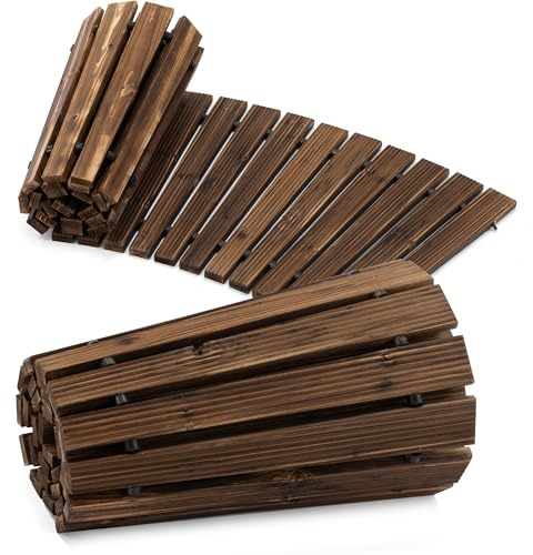 COSIEST 6FT Wooden Garden Pathway, Curve Roll Out Anti-Slip Walkway for Outdoor Decor, Weather-Resistant Flooring Path, Easy Unfold Instant Boardwalk Path for Lawn Patio Yard Deck (6FT, Walnut Color)