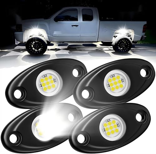 Led Rock Lights,4 x vit bottenlampa,Led Bilbelysning,offroad Underbody lights för släpvagn,lastbil,suv,pickup,utv