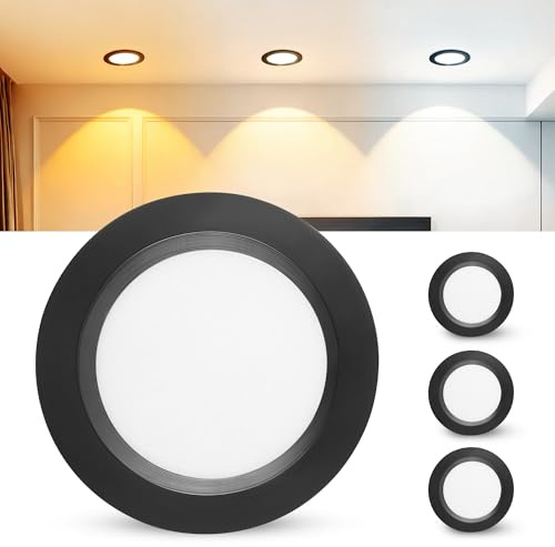 Laiebri Set di 3 Faretti LED da Incasso per Cartongesso 220V, 3.5W Alluminio Faretto da Incasso 3000K 4000K 6000K, 300LM IP44 Faretti LED Soffitto Foro 55-58mm e 12mm Ultrapiatto per Bagno, Nero