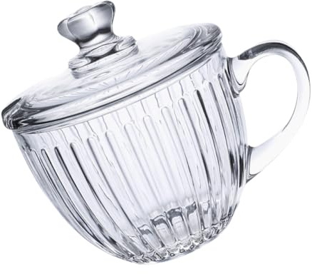 TOYANDONA Tazza di Vetro per Cereali Grande Capacità con Coperchio Ciotola Colazione Trasparente in Vetro per Uso Domestico Tazza Decorativa per Frutta e Latte per la Prima Colazione