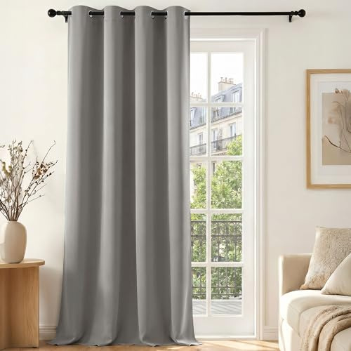 Deconovo Cortina Opaca Térmica para Dormitorio, 1 Pieza, 140x260 cm | Térmica Aislante de Frío y Calor para Salón, Cortina Moderna con Ojales para Ventanas, Gris Topo Claro