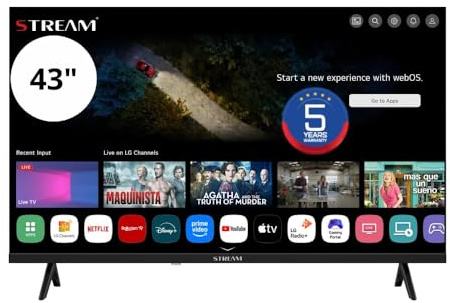 Stream System - WebOS 8.3, Smart TV 43,5 Años de Garantía, FullHD, Magic Remote Control, HDR10, Frameless (Sin Marco), Control por Voz (LG Thinq AI) con Modo Hotel- Modelo WSTRF4326TEX