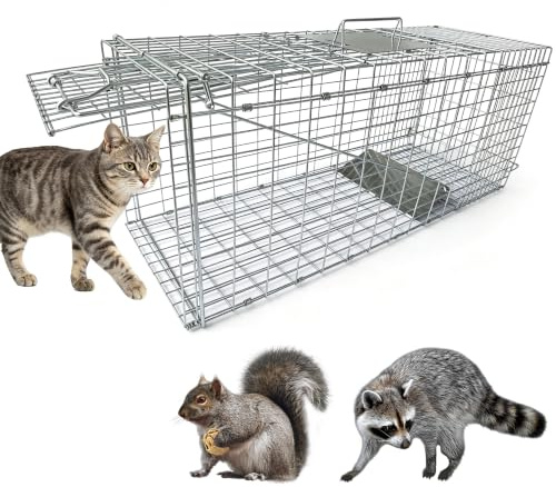 Gabbia Animali Vivi, Gabbia Trappola per Animali Piccoli Media Taglia - trappole per Talpe, ratti, Gatti Randagi - Trappola da Caccia - 79 x 33 x 28 cm