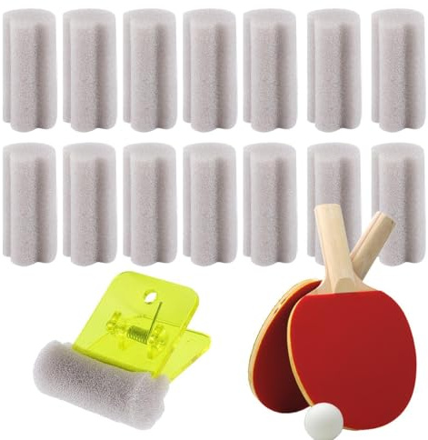 Esponja de pegamento de tenis de mesa con pinza de repuesto absorbente para limpieza profunda | Toallita de esponja para raqueta de tenis de mesa | para adultos apasionados principiantes aficionados