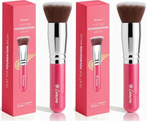 Make Up Brush Foundation Kabuki Flat Top, Perfect For Blending Liquid Cream (Pack of 2)