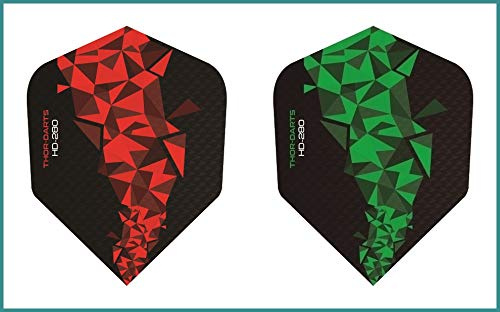 THOR-DARTS 30 pezzi (10 set) extra Strong Darts Flights HD-280 Red Green 150 Micron Flights (F2 Mix verde/nero e rosso-nero)