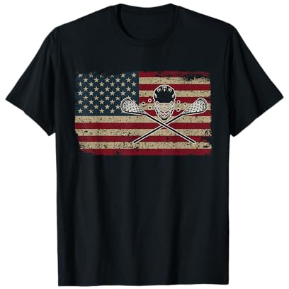 American Flag Lacrosse Gift Proud USA Lax Player Jersey T-Shirt
