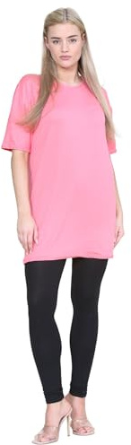 janisramone® Womens Short Sleeve Tunic T Shirts, Round Neck Oversized T Shirts for Women UK, Soft Comfortable Pj Dress, Perfect Summer Longline Ladies Tops Rose Gold