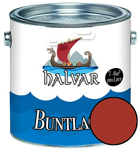 Halvar Barniz de color para madera y metal mate color rojo RAL 3000-3031 para madera, para interior y exterior, resistente a la intemperie y protección de larga duración perfecta (1 L, RAL 3013)
