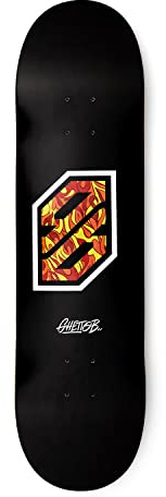 GHETTOBLASTER Tavola Skateboard Professionale, Principianti, Bambini, Adulti, Tavola in Acero 7 Strati, Grip nero, Peso Max 90kg, Modello Flame white 8.25”