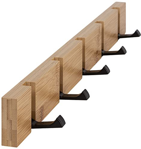 ONVAYA® Garderobenhaken | Bambus | Wandgarderobe in modernem Design | Garderobenleiste aus Bambus-Holz | Kleiderhaken ausklappbar | Hakenleiste | Garderobenleiste