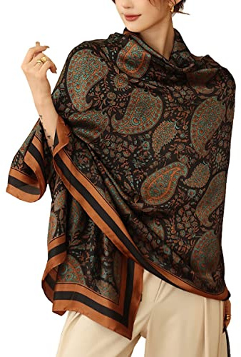 Myneiyi Women Scarf Headscarf Silk Feeling Scarf Fashion Scarves Long Lightweight Shawls for Women (A506)