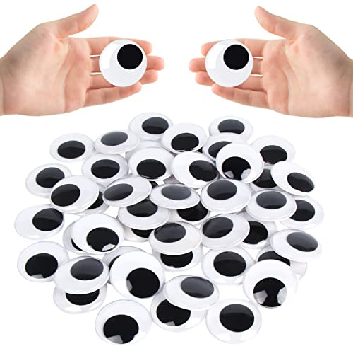 LOMIMOS 2inch Black Wiggle Googly Eyes with Self-Adhesive,Large Black Round Plastic Googly Eyes for DIY Craft Decoration(50PCS)