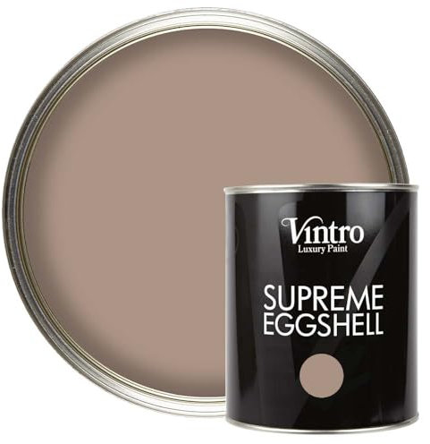 Vintro Paint | Light Brown Eggshell Paint | for Walls | Wood | Trim | Satin Furniture Paint | Interior & Exterior Use. 1 Litre (Cafe au Lait - Light Brown)