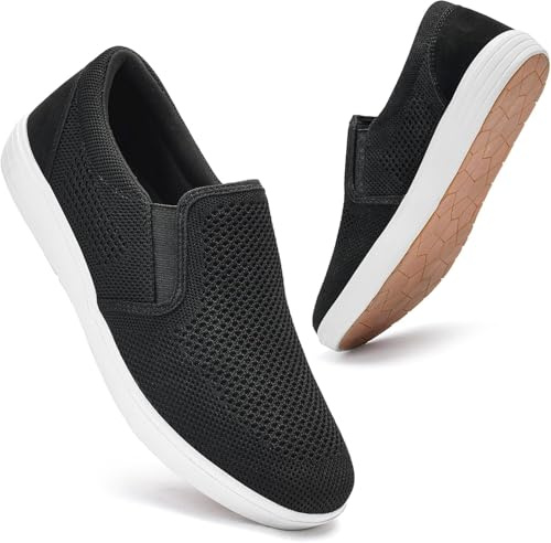 Puxowe Zapatillas Hombre Ligeras Slip-On Zapatillas Hombre Transpirables Anchas Zapatos Casuales para Caminar Trotar, A07 Negro, 40 EU