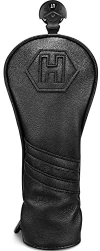 Golf Club Head covers Hybrid Utility Rescue with Interchangeable Number Tag 23456 UT Black PU Leather Elastic Closure