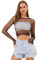 LemonGirl Women Fishnet Long Sleeve Crop Top Lingerie Babydoll Chemise Mesh Tops US2-16 Black
