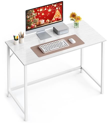 VASAGLE Computer Desk, Office Desk, 100 x 50 x 76 cm, for Study, Bedroom, Living Room, Maple White and Cloud White LWD041W44