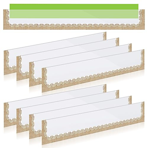 Colarr 8 Pcs Burlap Magnetic Pocket Chart Classroom 13.78 x 1.97 Inch Chalkboard Magnetic Sentence Calendar Strip Holder Burlap Bulletin Board Border Trim for Teacher Student School Gifts Supplies