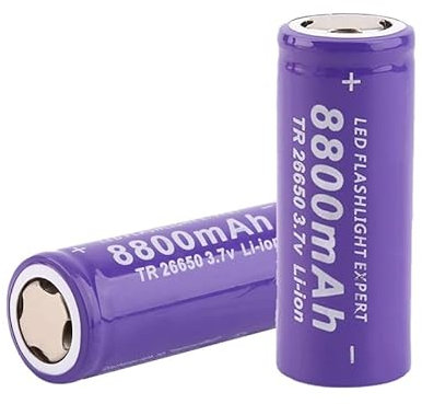 26650 Pilas Recargables, 3.7V 8800mAh 26650 Baterías 26650 de Litio Batería Gran Capacidad Flat Top Li-Ion Bateria para Linternas LED, Linterna Frontal, Dispositivos Electrónicos