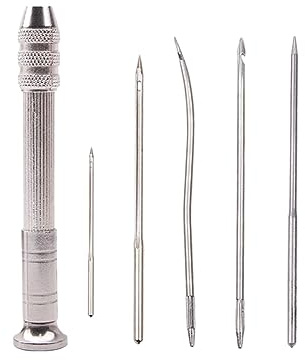 Juego de agujas de coser de piel sintética reemplazables para zapatos de lona principiantes con 10 agujas
