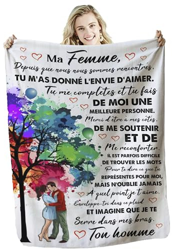 Zinello Design – Manta personalizada suave para regalar a su mujer | Idea de regalo inusual original útil para cumpleaños, Navidad, día de San Valentín | Manta cubrecama para decoración