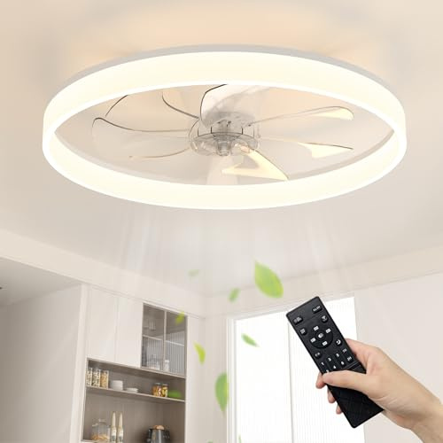 NIORSUN Ceiling Fan with Light, Ceiling Fan Light with Remote, 60cm White