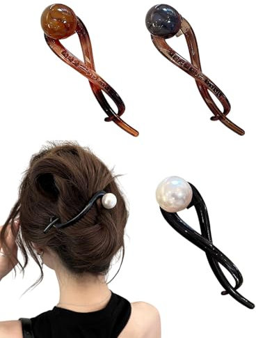 BPTRKOM 3 piezas de pinzas para el pelo para mujer - elegante perla francesa, para cabello fino, elegantes accesorios para el pelo, pinza para el pelo, accesorios