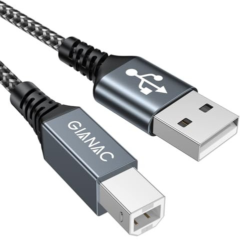 GIANAC USB Druckerkabel [2M] USB A zu B Druckerkabel Nylon Geflochten Scannerkabel USB 2.0 Typ B Kabel für HP, Brother, Dell, Canon, Epson, Lexmark, Xerox, Samsung und Scanner usw
