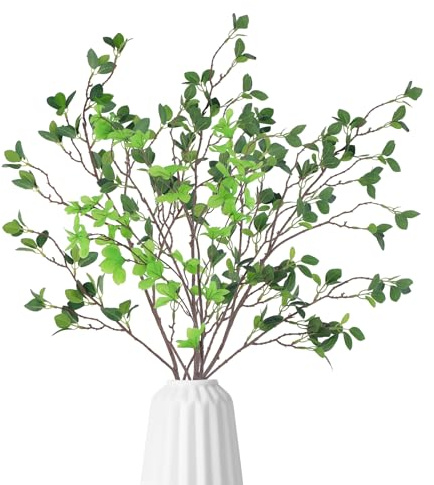 DXLing 4 Piezas Planta Artificial de Follaje 109cm y 86.5cm Ramas de Plantas Artificiales Ficus Ramas para Rellenar Jarrones Decoraciones Bodas Jardín Hogar