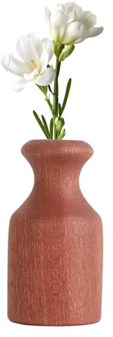 Jarrón de madera para arreglos florales, soporte para plantas artificiales para uso decorativo, acento de mesa, accesorio de decoración del hogar con diseño de madera, jarrón para restaurante, casa de