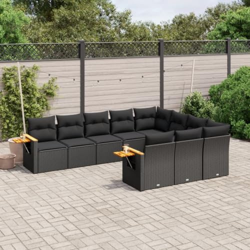 Owoxanthellate Set di 10 divani da giardino in polyrattan, resistente alle intemperie, con mensole pieghevoli, per balcone e terrazze, per giardino, terrazza e giardino d'inverno