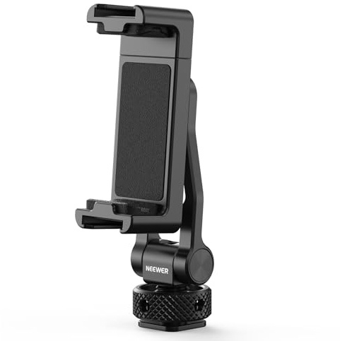 NEEWER GA010 Supporto Telefono Treppiede, Morsetto Porta Cellulare 65-90mm con Filetto 1/4, Inclinabile 180° Girevole 360°, Accessori Cold Shoe Compatibile con iPhone 17 Pro Max Samsung S26 Ultra ecc