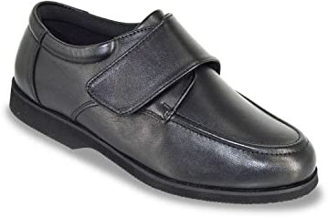 Chums Men's Leather Extra Wide Fit Touch Fasten Shoe Black 11 UK