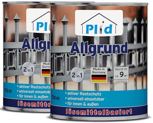 Plid® Allgrund weiß - Spezialgrundierung & universell anwendbar - überlackierbar - aktive Rostschutzpigmenten - schnelltrocknend - wetterbeständig - für innen & außen - Made in Germany 1,5l