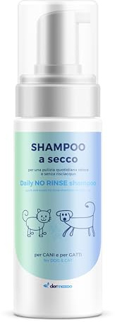 Dermazoo Shampoo Secco per Cani e Gatti Senza Risciacquo 190ml, Mousse Impiego Veloce e Nutriente, Shampoo per Cani e Gatti Elimina Odori, Shampoo Secco Perfetto per Viaggi e Emergenze