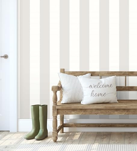 GAULAN 680241 Papier peint vinyle lavable à larges rayures grises et blanches texturées en relief pour mur pièce salon cuisine bain chambre couloir - Rouleaux de 10 m x 0,53 m