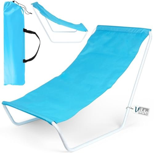 Vilde - Tumbona de jardín Plegable - Tumbona Plegable para jardín - Tumbona de jardín Ligera - Tumbona de Playa para balcón - Silla de Playa portátil - Azul