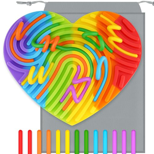 13 Silikon-Saiten, sensorisches Brett-Spielzeug für Kinder, sensorisches Aktivitätsbrett, Busy Board, reisefreundliches STEM Montessori Fidget Spielzeug für Feinmotorik und Hand-Augen-Koordination