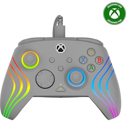 Turtle Beach Afterglow Wave Wired RGB Gaming Controller - Licensed for Xbox Series X|S, Xbox One & Windows PCs - Mappable Buttons, Hall-Effect Hair Triggers, Companion App - Grey