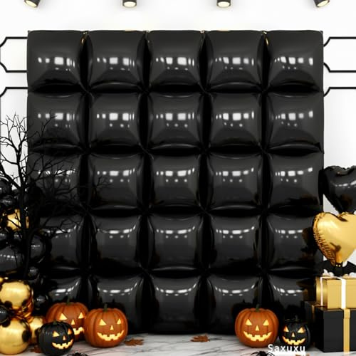 Black Square Foil Balloon Wall,19 Inches Double Sided Square Balloons Tunnel Arch Kit for Bachelorette,Birthday,Baby Shower,Wedding,Anniversary Party Decorations