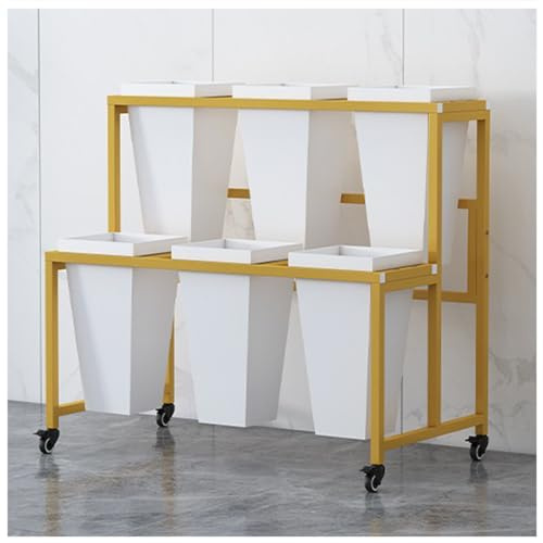 Supporto mobile per piante in metallo con ruote - Robusto ripiano per carrello portafiori per uso interno/esterno, perfetto per fioristi e feste in giardino. Versatile contenitore per esporr