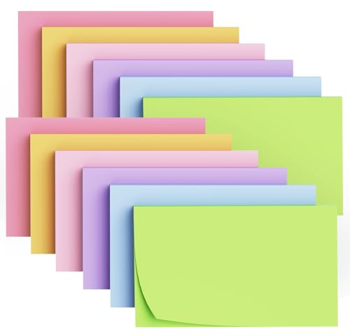 12 Pads Large Sticky Notes,3 x 5'' Self-Stick Notes Pads Recyclable,50 Sheets/Pad Super Sticking Power 76x127mm,600 Sheets Clean Removal Sticky Notes Easy to Post for Note Taking,to Do Lists