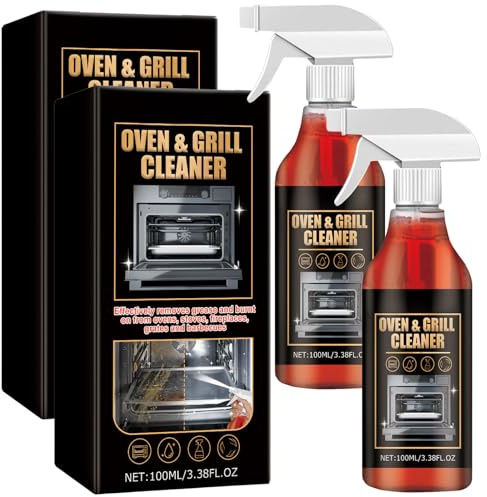 Oven Cleaner Heavy Duty Spray, Oven and Grill Cleaning Spray, Degreaser for Ovens, Hobs & Grills, Fast-Acting Formula Removes Baked-On Grease & Food Residue, Multi-Surface Kitchen Cleaner (2PCS)