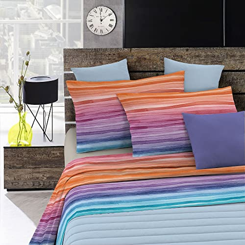 Set Lenzuola Letto Matrimoniale, Made in Italy, Microfibra – Completo Letto, Lenzuolo sotto con angoli 170x200, Lenzuolo Sopra e Federe, Rainbow