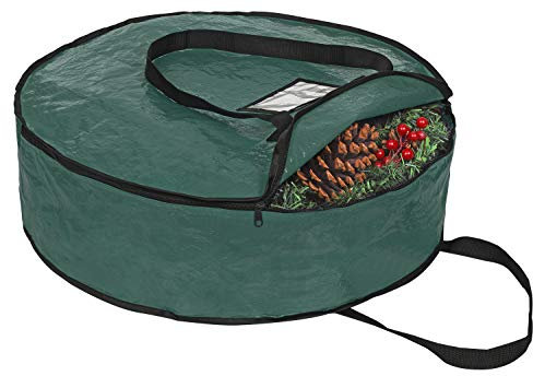 Propik Wreath Storage Bag By Polyester Tear Resistant Fabric For Holiday Easy Storage Featuring Heavy Handel's And Transparent Card Slot 30 X 30 X 8 (Green)