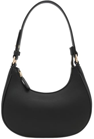 FashionPuzzle Small Crescent Shoulder Bag Underarm Purse (Black)